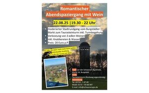 Abendspaziergang Burgstädt zum Taurasteinturm mit Wein für 2 Personen