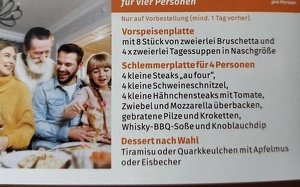 Familienessen als 3-Gänge Menu für 4 Personen